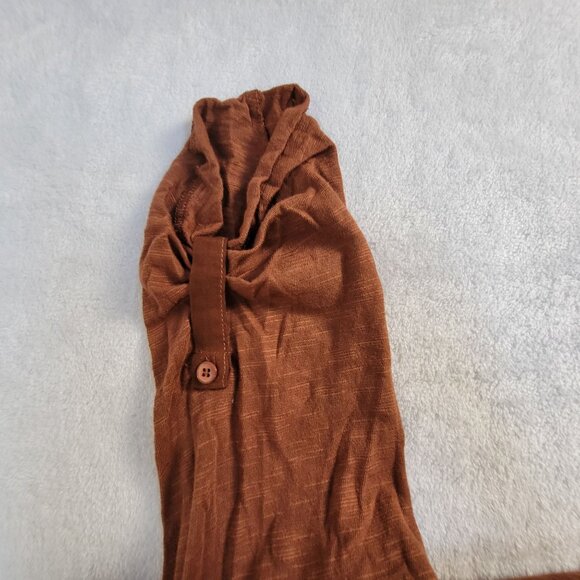 Left Of Center Womens Rust Brown Roll-Tab Sleeve Back Buttons Tunic Top Medium - Picture 10 of 10